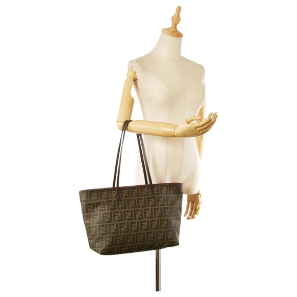 Authentic Fendi Tobacco Zucca Coated Canvas Spalmati Roll Shopper Tote B… - Picture 3 of 13